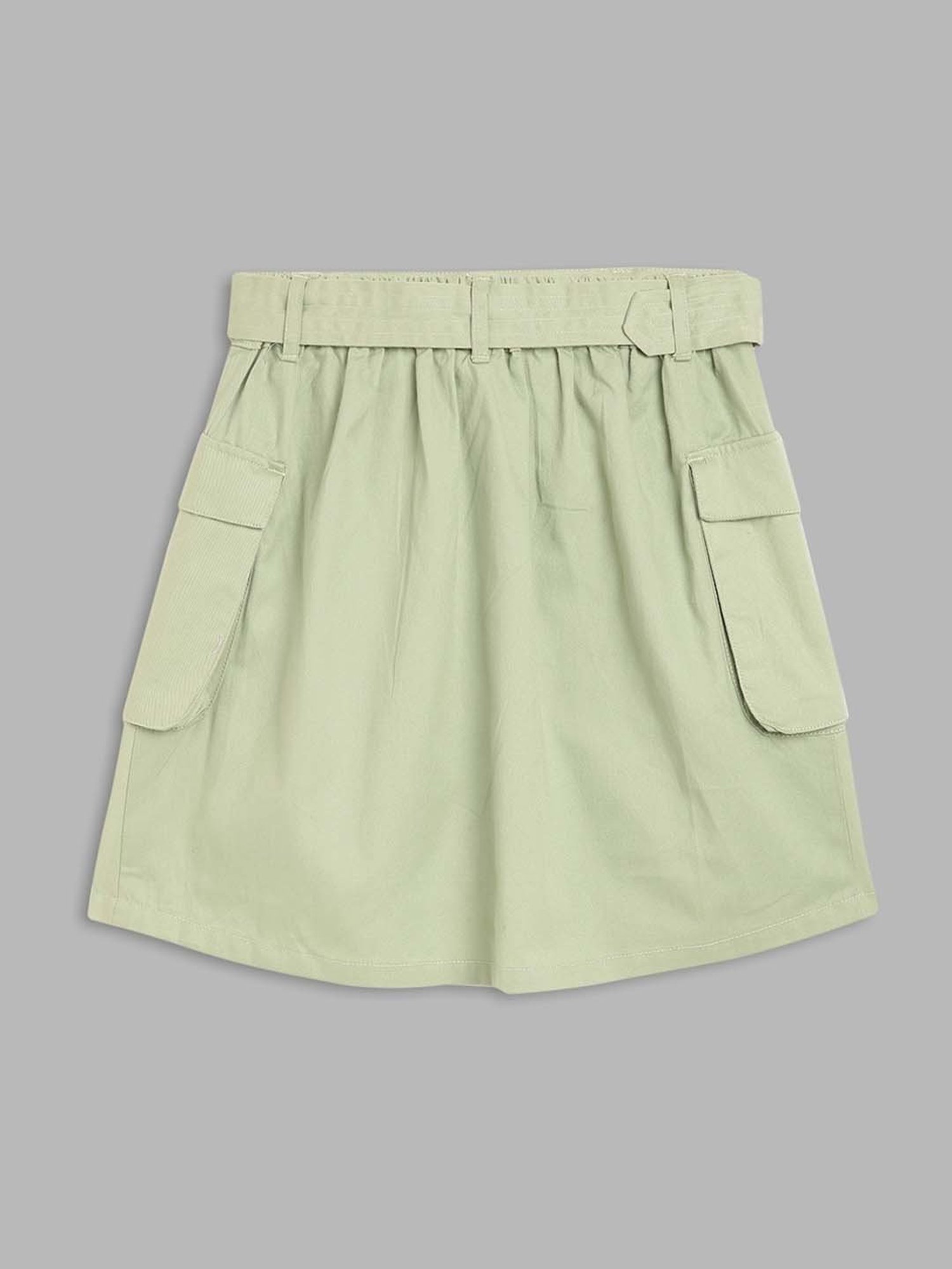 Elle Kids Kids Olive Cotton Regular Fit Skirt