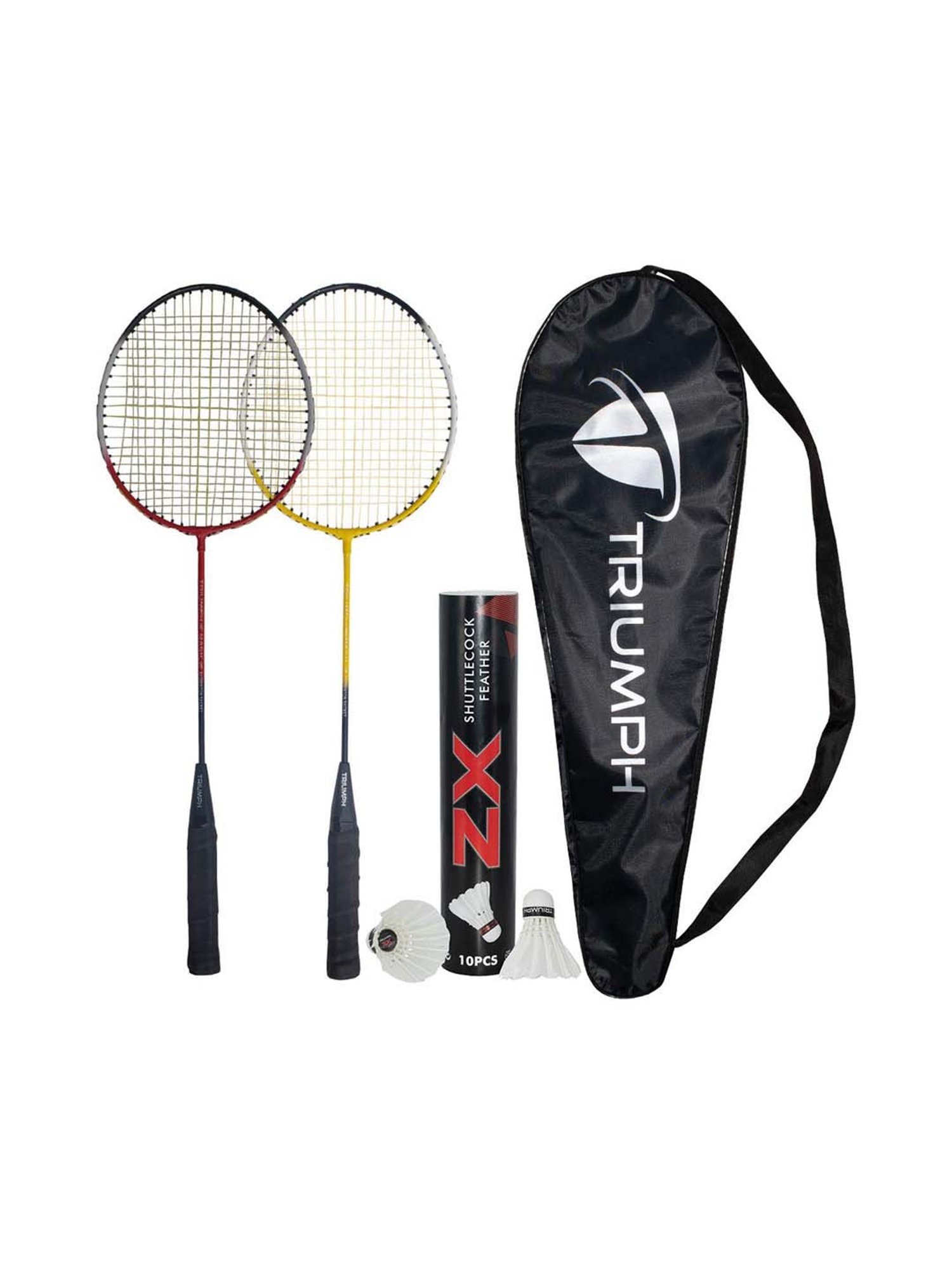 Triumph Multicolored Badminton Racquets with Shuttlecock for Adults (Set of 2)