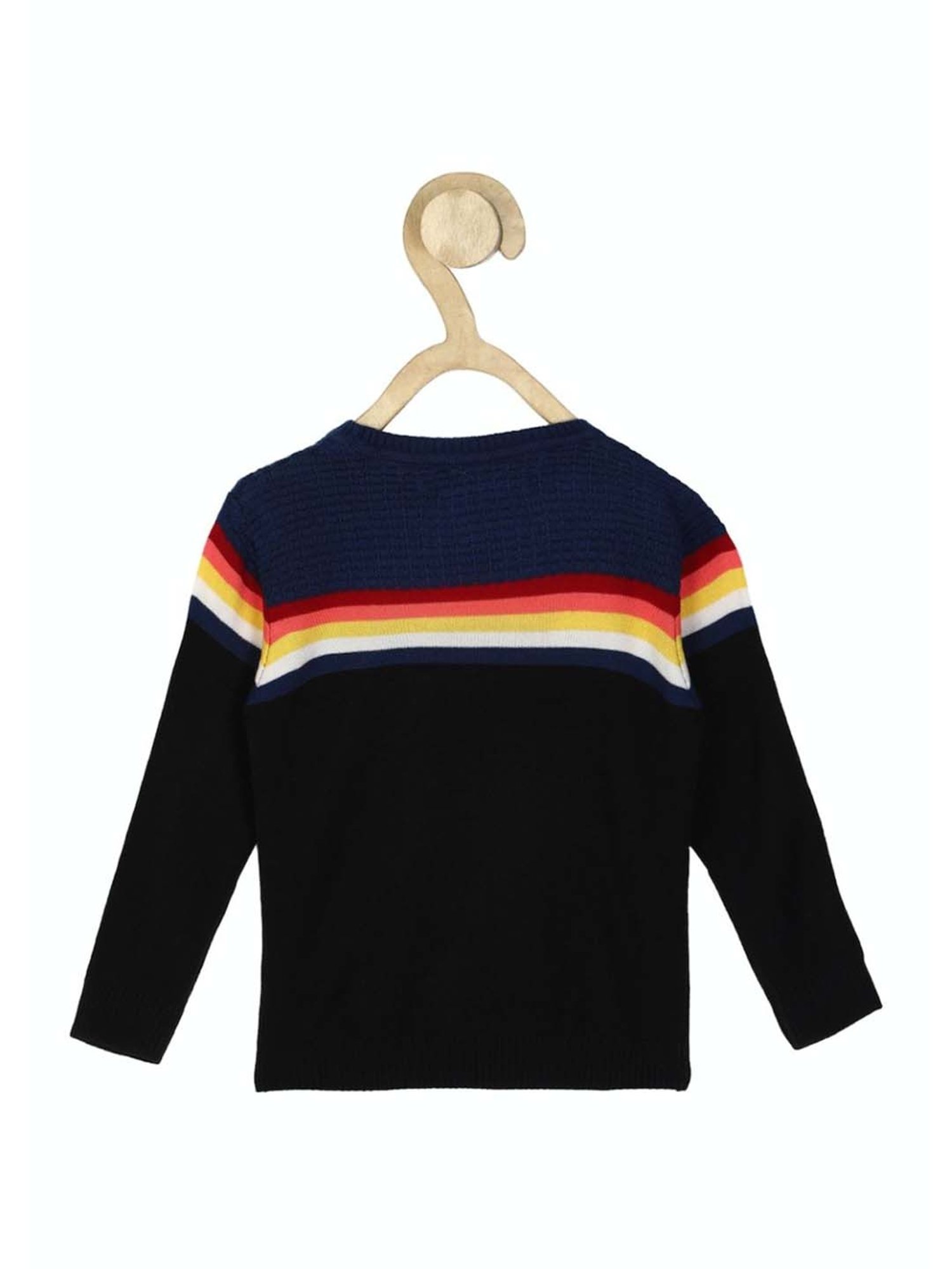 Allen Solly Junior Black & Orange Cotton Printed Full Sleeves Sweater