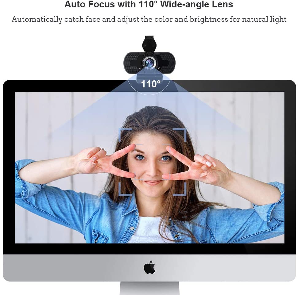 easyday Webcam with Microphone, 1080P HD USB Computer Camera with Privacy Shutter&Webcam Tripod, Streaming Webcam with Flexible Rotable Wide Angle Webcam for PC Zoom Video/Gaming/Laptop