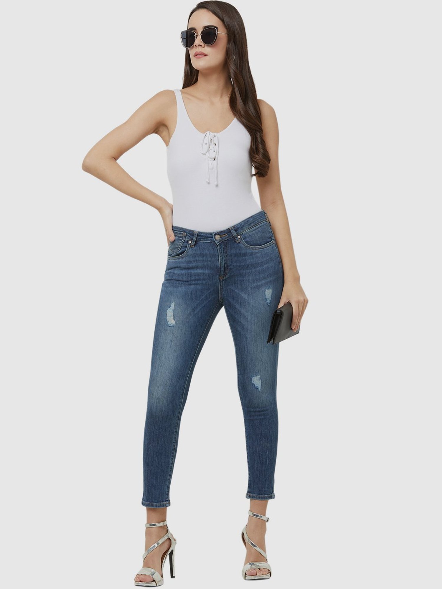 Fusion Beats Blue Cotton Mid Rise Jeans