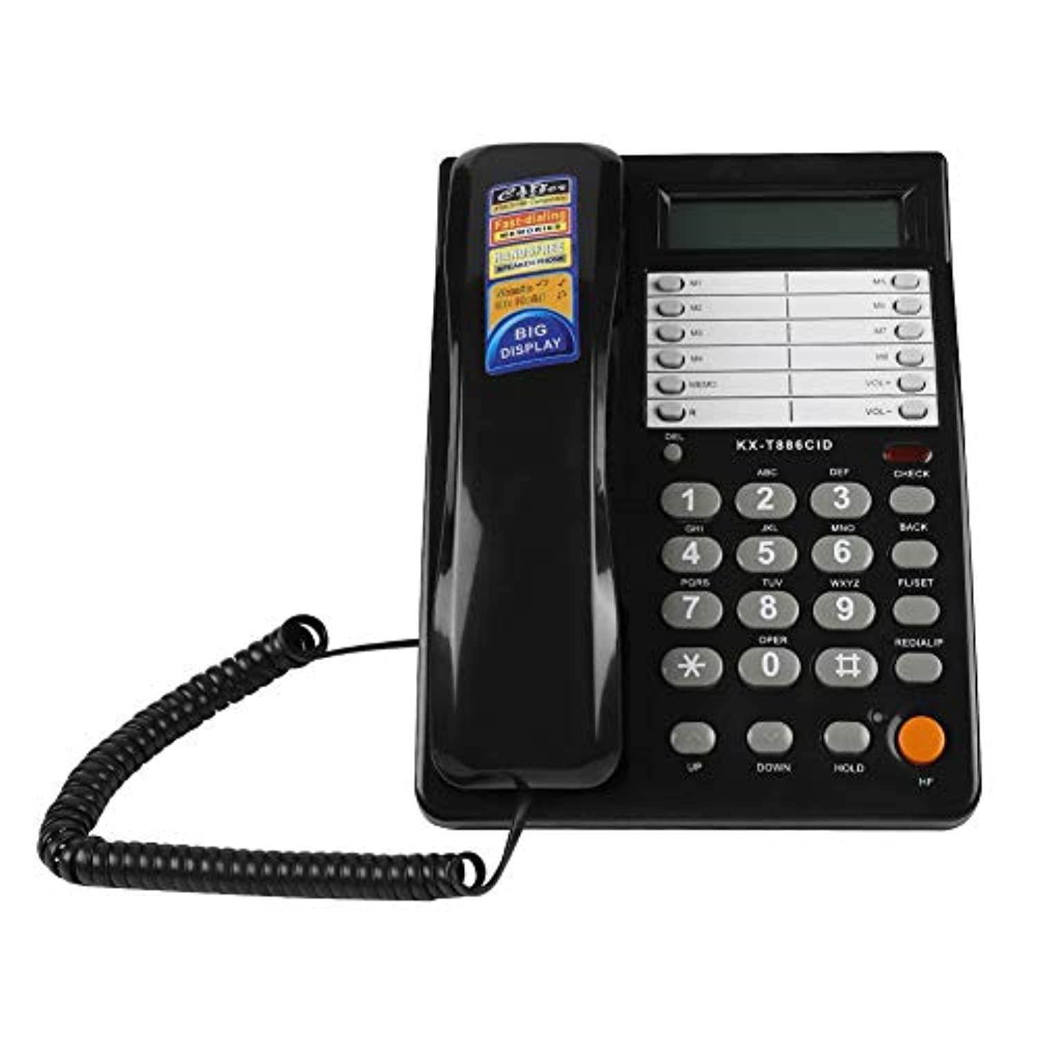 corded telephone wired home hotel corded desktop phone office landline telephone dtmf/fsk support (black)