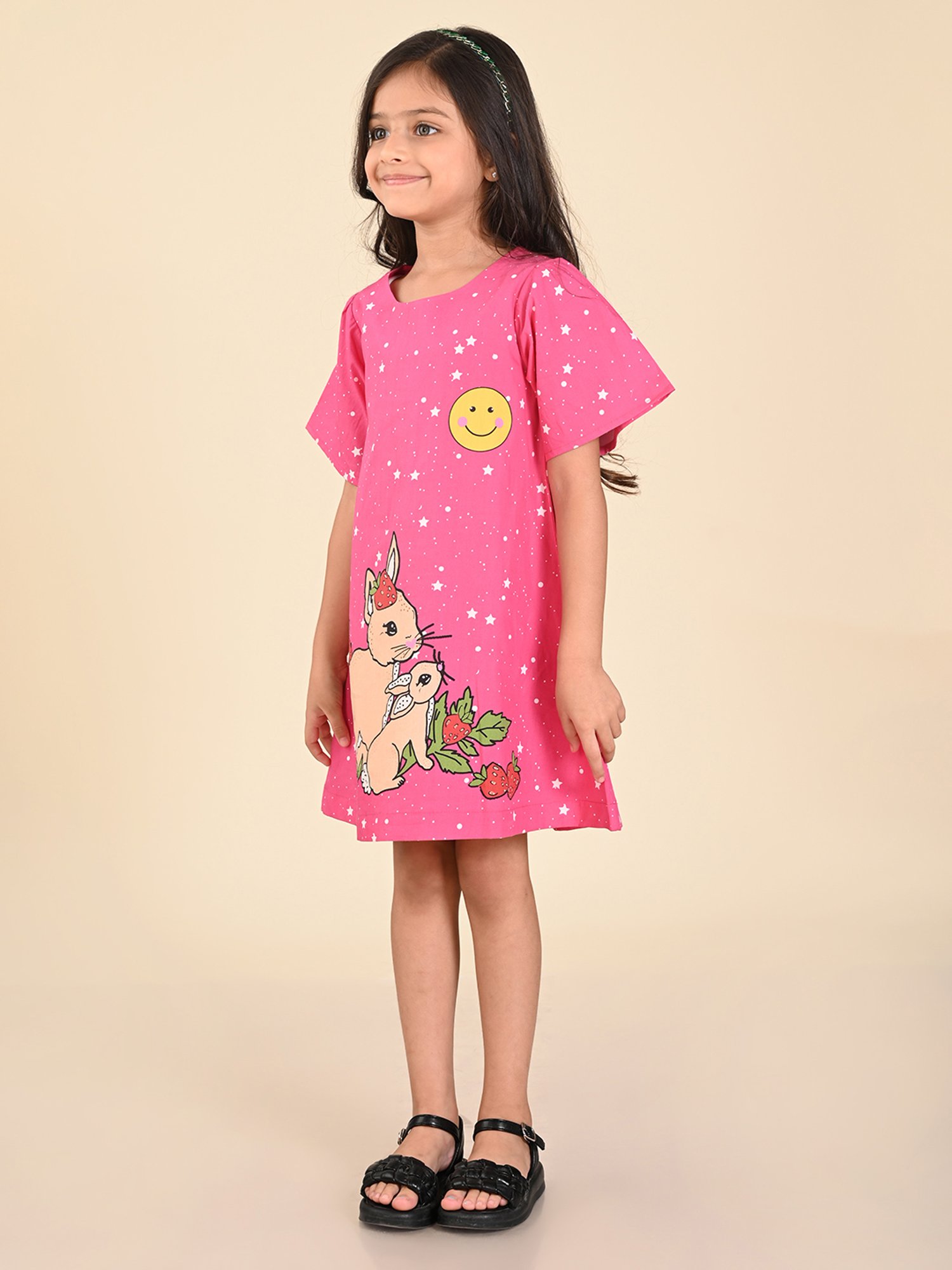 LilPicks Kids Pink Printed A Line Dress