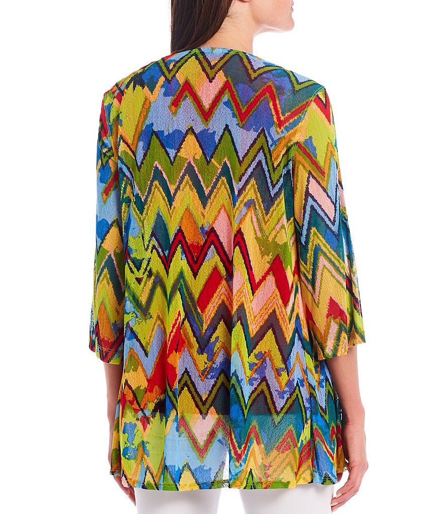 Ali Miles Petite Size Open Mesh Two Button Front 3/4 Sleeve Jacket