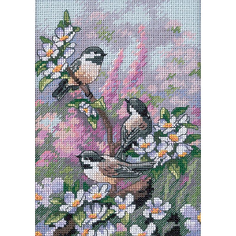 Dimensions Gold Petite Counted Cross Stitch Kit 5"X7"-Chickadees In Spring (16 Count)