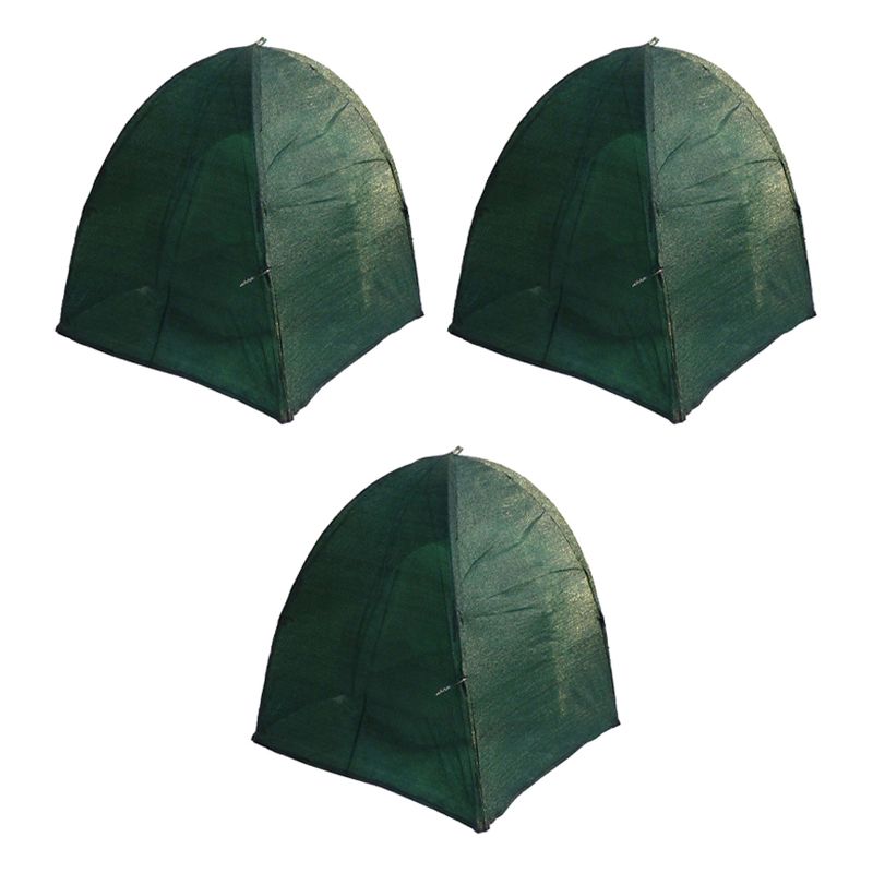 NuVue GEN II 40-Inch Synthetic Tear Resistant Framed Winter Shrub Frost Cover, Green (3 Pack)