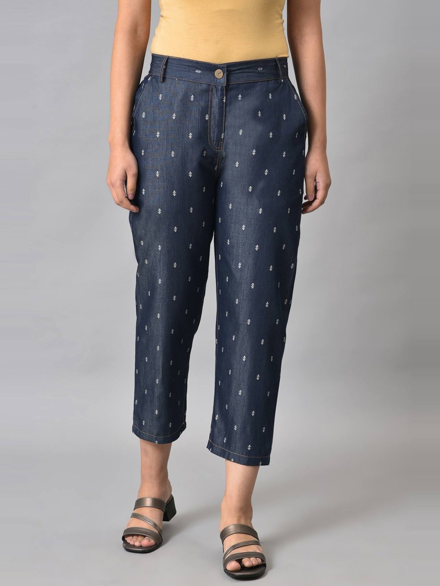 Elleven from Aurelia Blue Printed Denim Pants