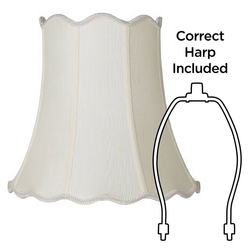 Imperial Shade Creme Medium Scallop Bell Lamp Shade 10" Top x 16" Bottom x 15" Slant x 14.75 High (Spider) Replacement with Harp and Finial