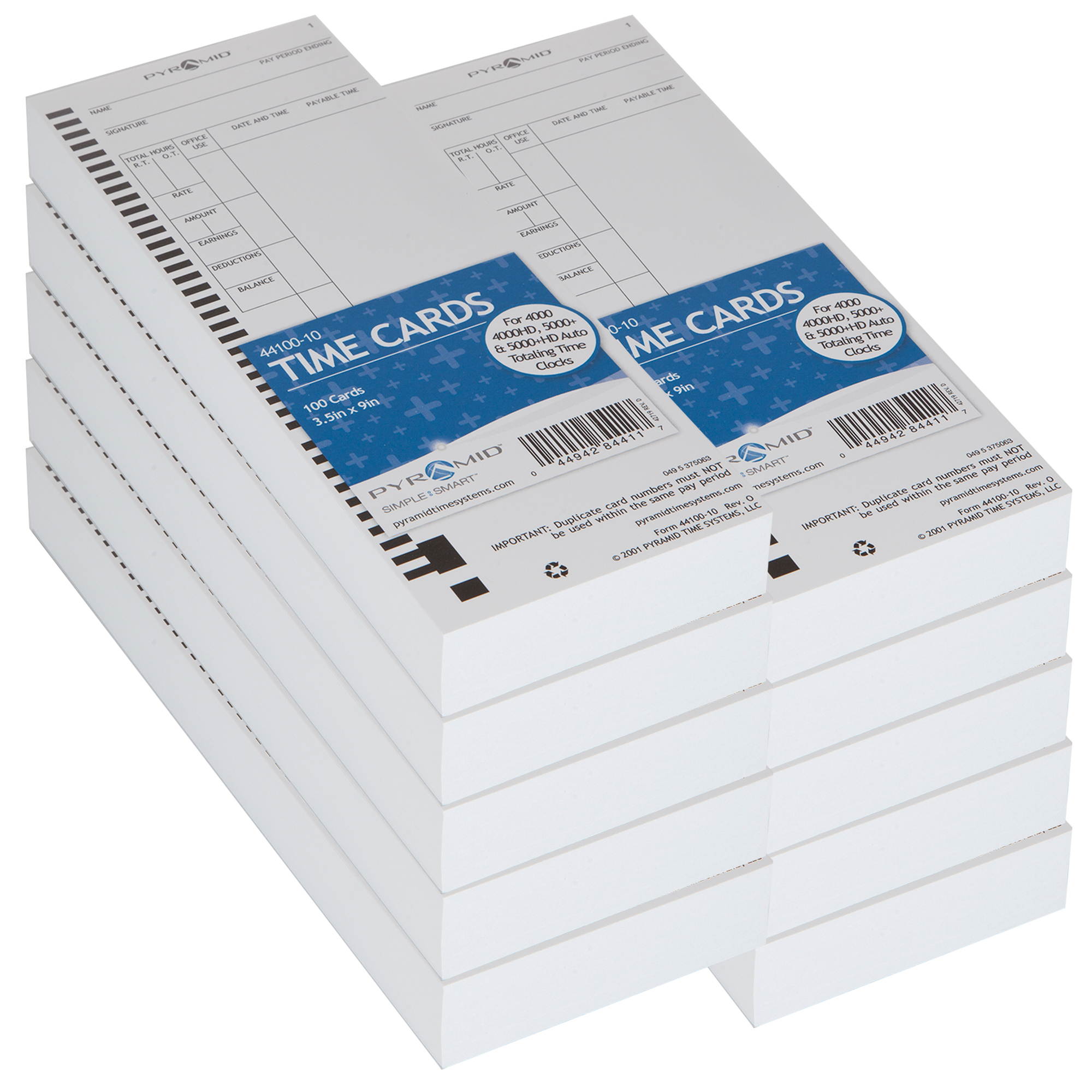 Pyramid Time Systems, 44100-10MB, 1,000 Count Genuine and Authentic Time Cards for 4000, 4000Pro, 4000ProK and 5000 Series Time Clocks from Pyramid, Time Cards