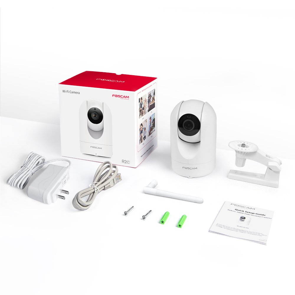 Foscam R2C WiFi Camera 1080P HD, Free Cloud Storage, Mutual Audio Dialogue,WiFi or Wired Connection, Motion/Sound Sensor, Pan/Tilt, Night Vision, IP Home Security Camera System, Black