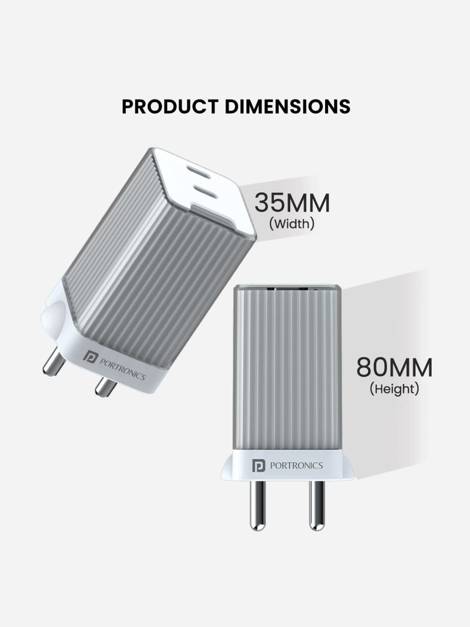 Portronics Adapto 4 Dual Ports High Power PD Charger with Supports Laptop Charging (White)