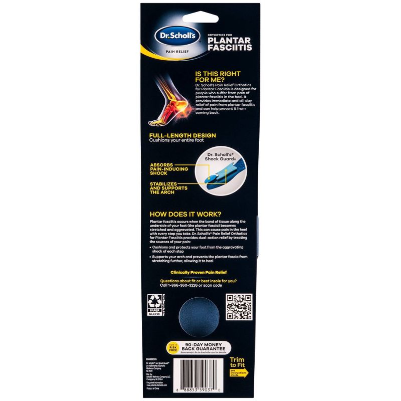 Dr. Scholl's Pain Relief For Plantar Fasciitis Insoles for Men - Size (8-13)