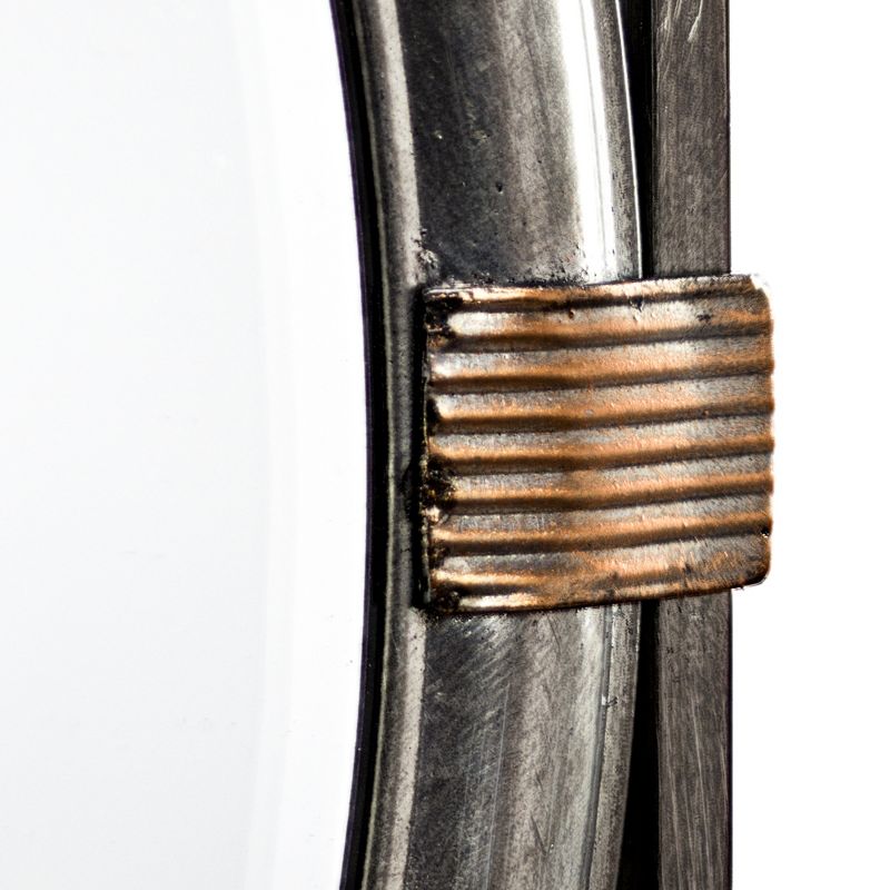 21" Square Metal Framed Vanity Wall Mirror Antiqued Silver - American Art Decor