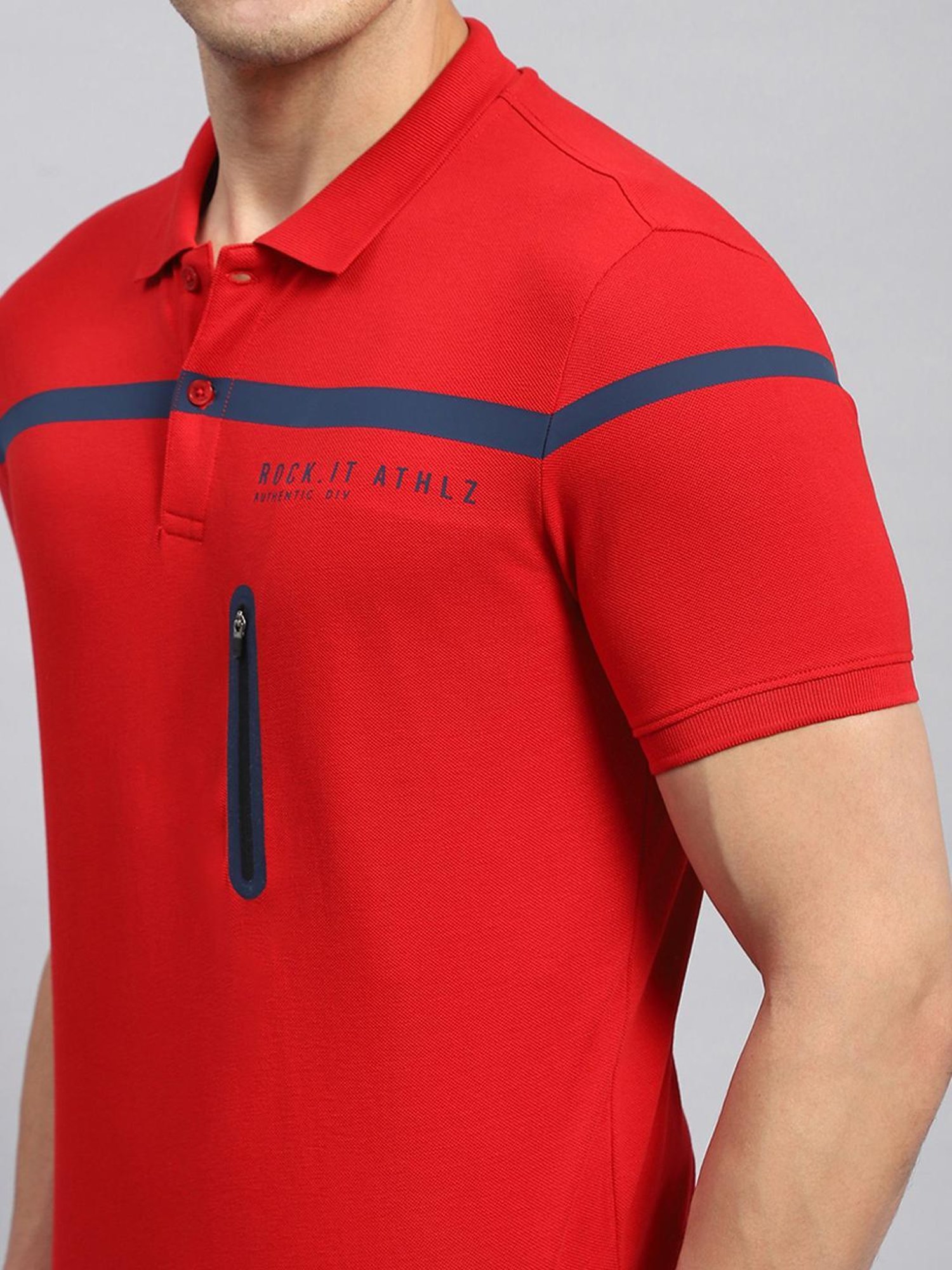 Rock.it Red Cotton Regular Fit Printed Polo T-Shirt