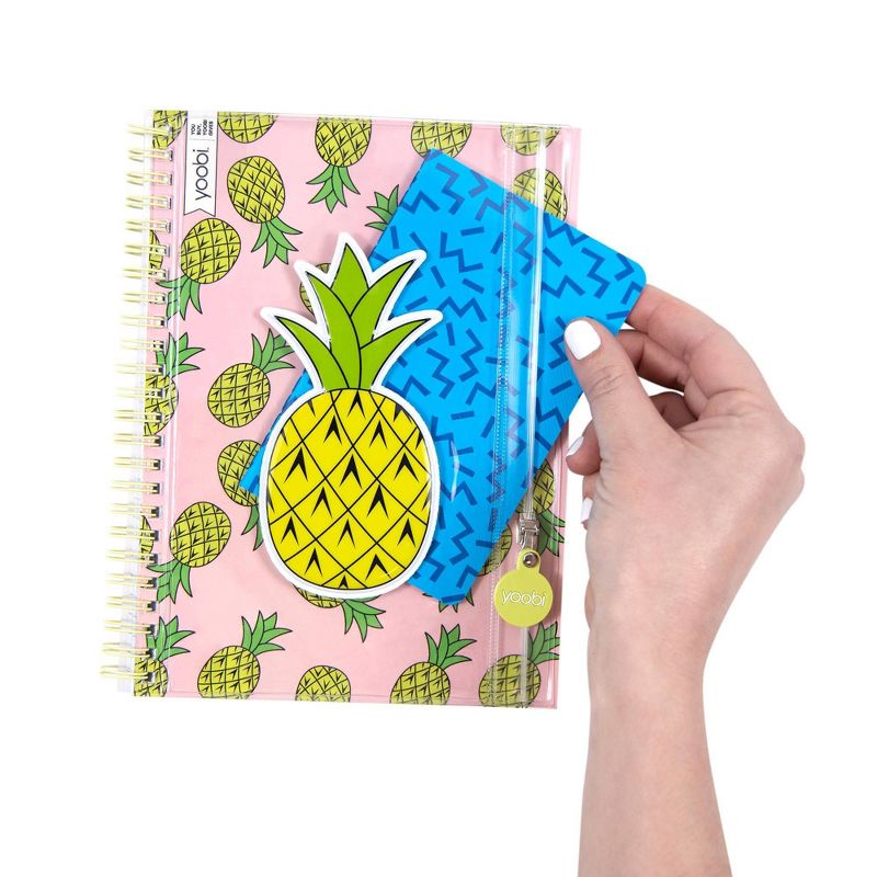 Spiral Notebook 1 Subject College Ruled Front Pocket Pineapple  - Yoobi™