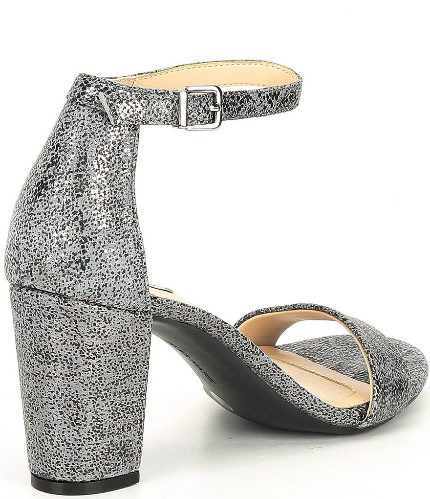 Alex Marie Halmar Metallic Ankle Strap Block Heel Sandals