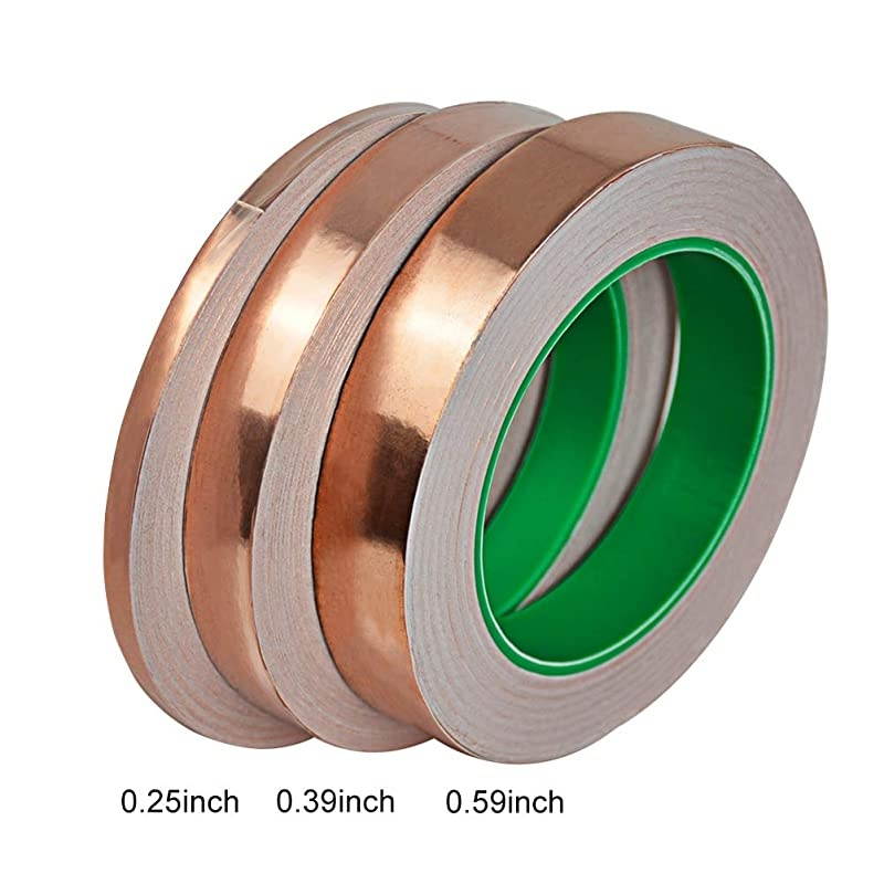 Pack Copper Foil Tape Cooyeah DoubleSided Conductive Adhesive Tape for EMI Shielding Craft Arts Paper Circuits Electrical Repairs Grounding 14 x 218yd