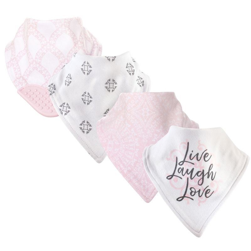 Yoga Sprout Baby Girl Cotton Bandana Bibs 4pk, Scroll, One Size