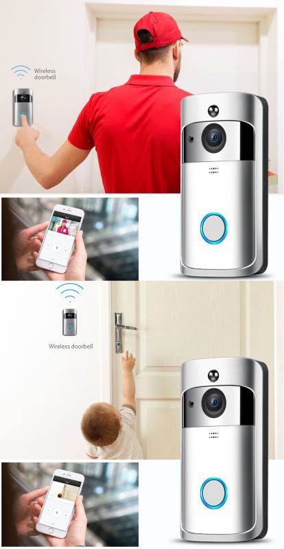 KuWFi Wireless WiFi Video Doorbell Camera IP 720P Ring Door Bell Video Intercom Two Way Audio APP Control Infrared Night Vision (with US Chime)
