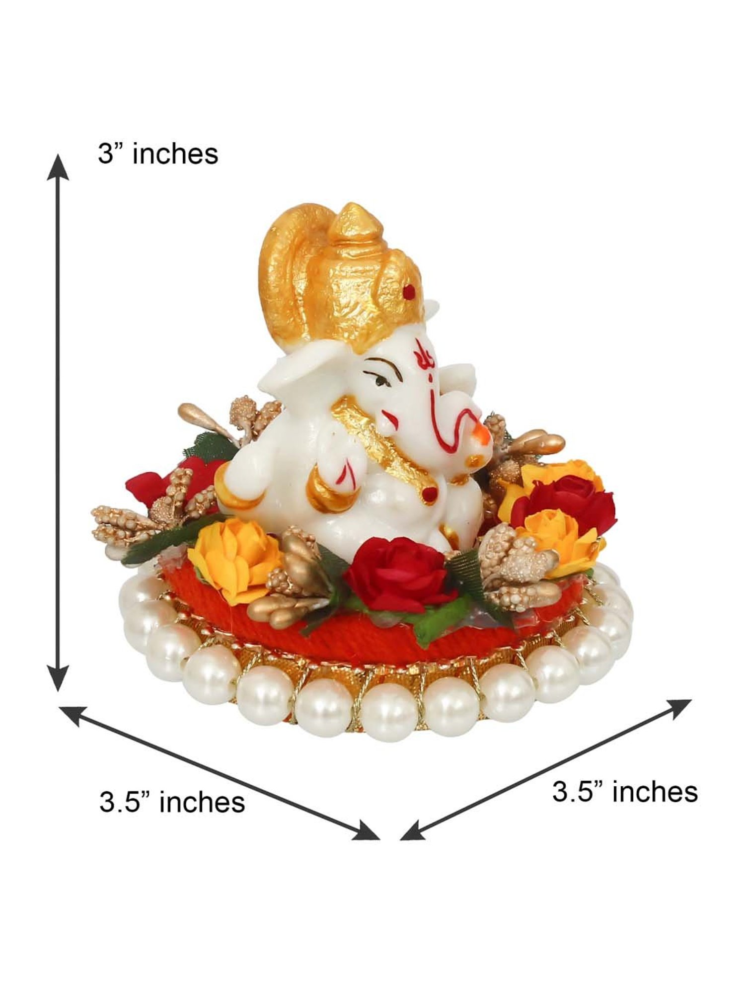 eCraftIndia Lord Ganesha Idol on Decorative Handcrafted Plate for Home and Car