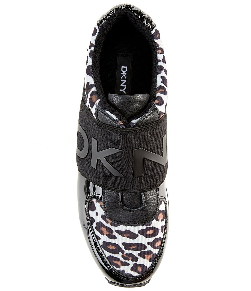 DKNY Marli Leopard Print Logo Strap Slip-On Sneakers