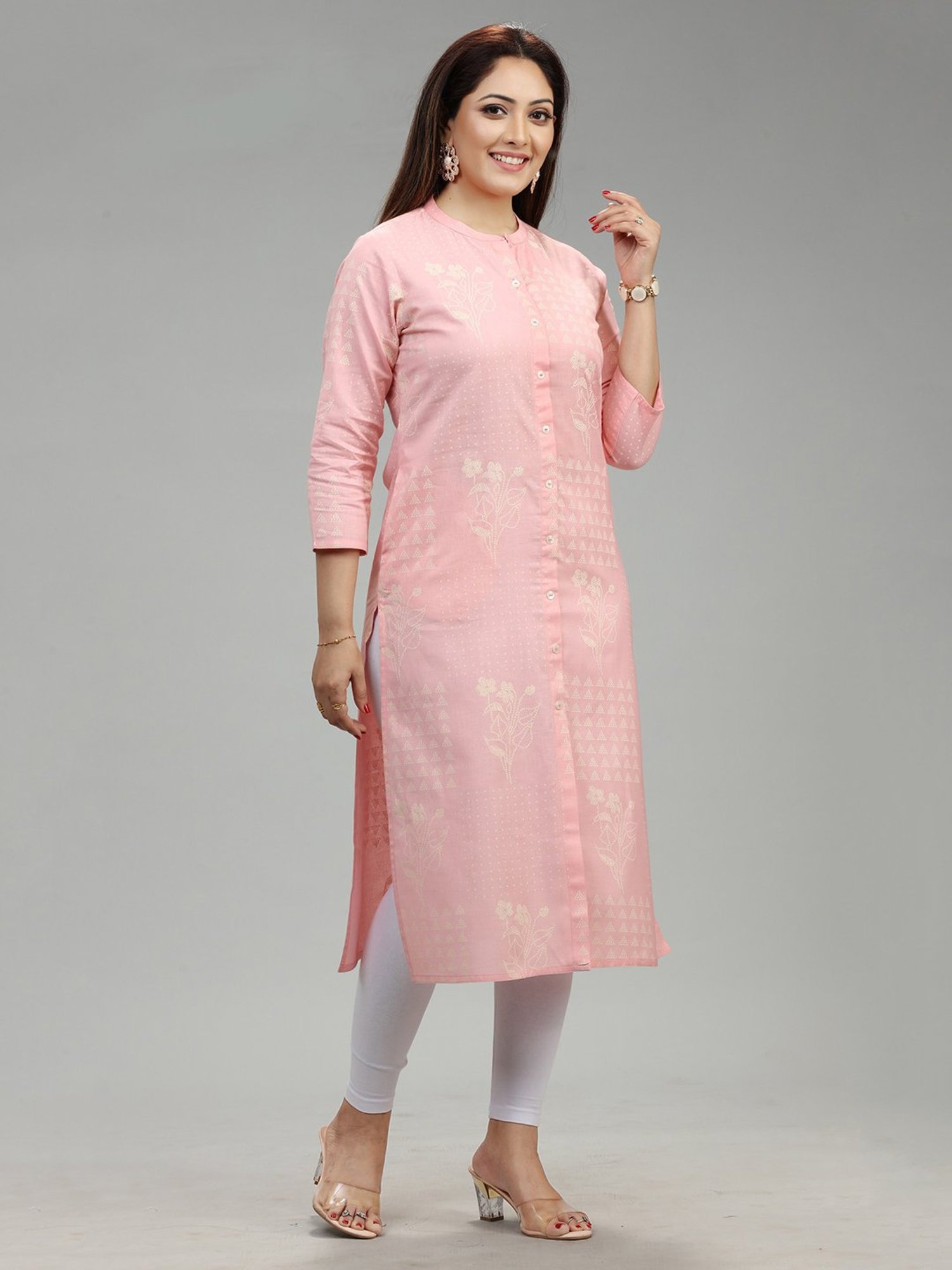 Cotton Culture Baby Pink Embroidered Straight Kurta