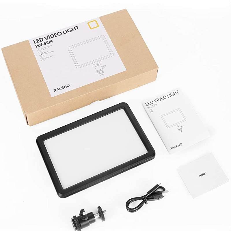 Led Video Light, Built-in Rechargeable Battery on Camera Light, 3200K-5600K Bi-Color Dimmable, CRI95+, with Hot Shoe Ball Mount, USB Cable Video Lighting for YouTube, Children,Wedding Shooting