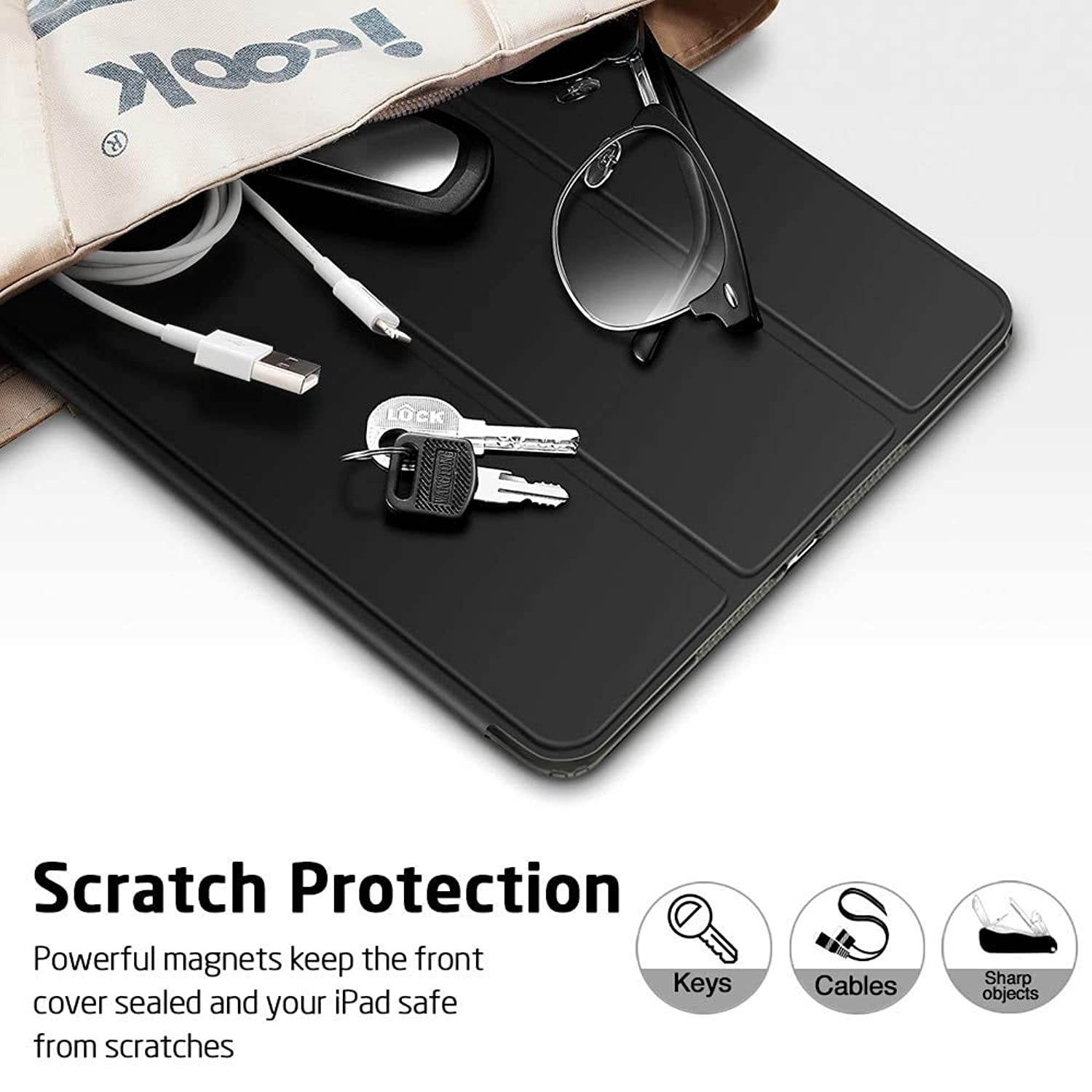 ESR Rebound Slim Smart Case for iPad 10.2 2019, Black + Navy Blue