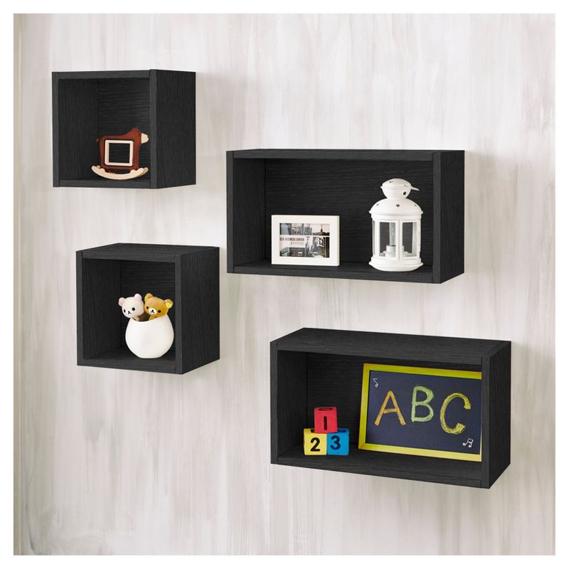 Way Basics Wall Rectangle Floating Eco Decorative Wall Shelf Black