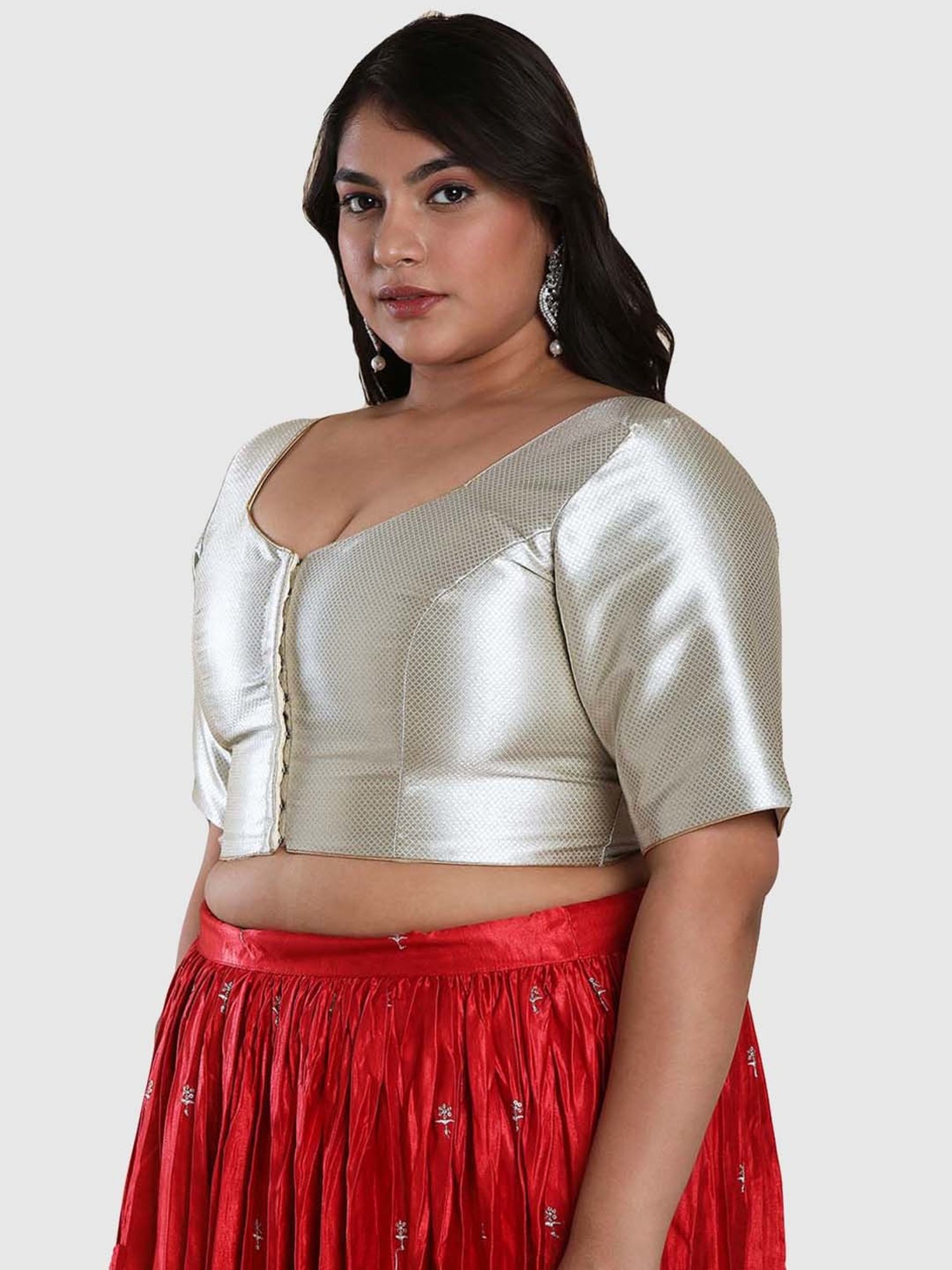 Salwar Studio Silver Textured Pattern Blouse