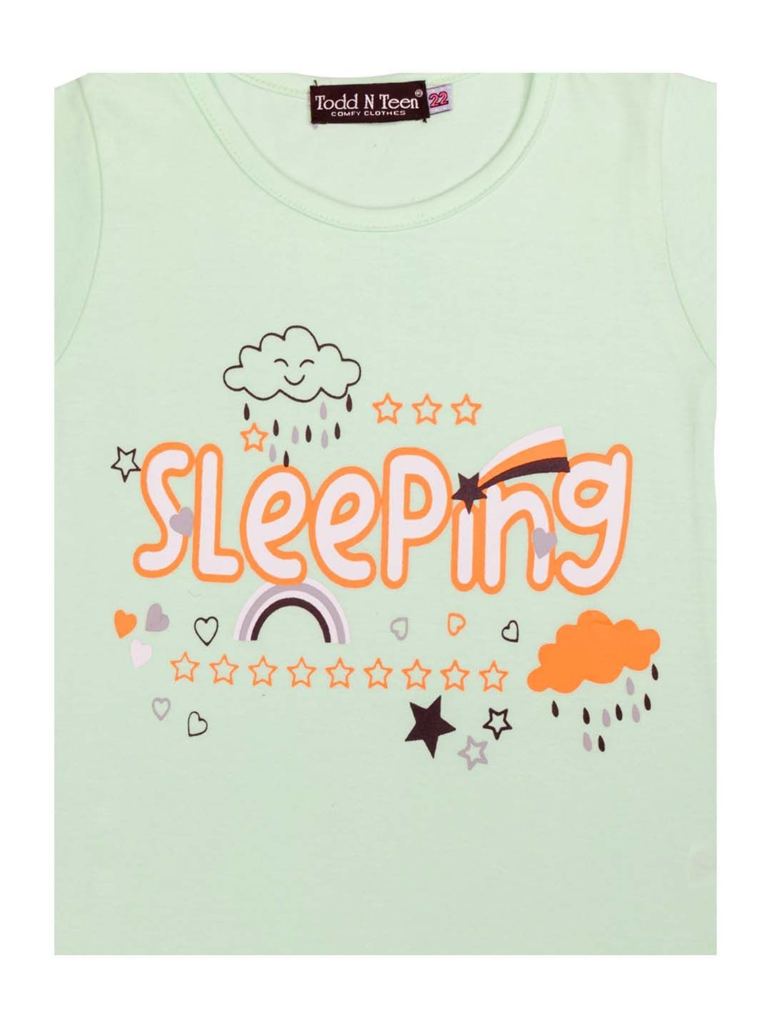 Todd N Teen Kids Green & Pink Cotton Printed T-Shirt & Capris - Pack of 2