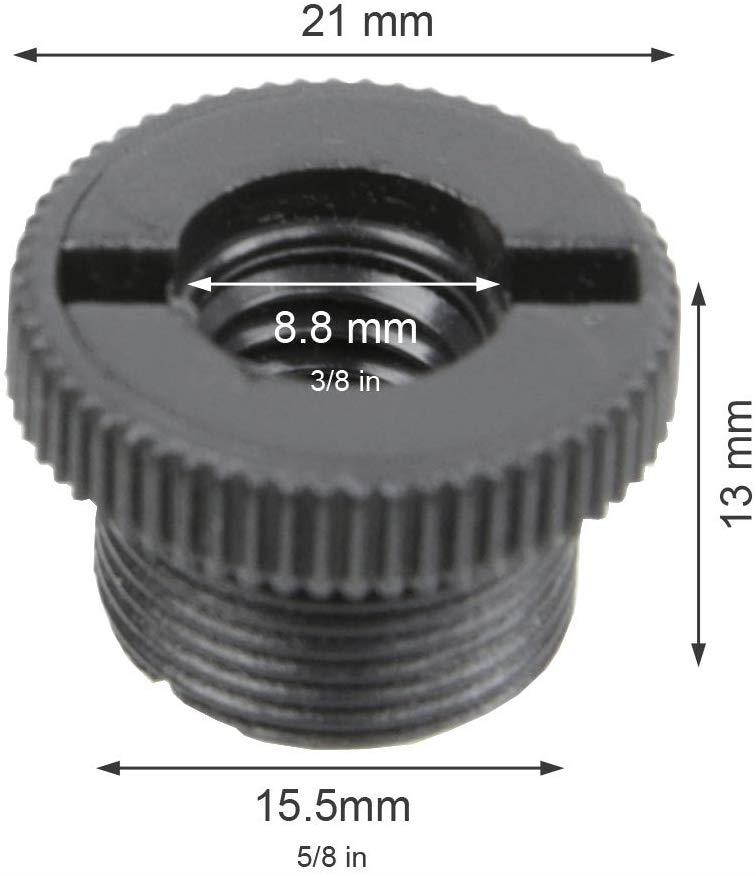 Foto&Tech 5/8-Inch Male to 3/8-Inch Female Mic Screw Thread Adapter Black Plastic Microphone Screw Thread Adapter for Mic Microphone Stand Accessories
