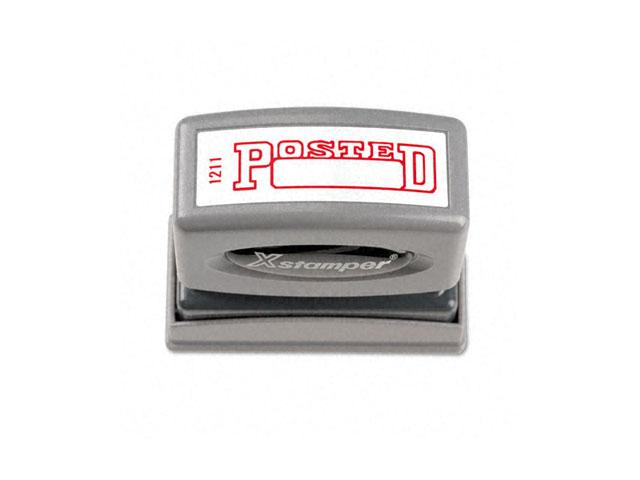 Xstamper ECO-GREEN 1211 Title Message Stamp, POSTED, Pre-Inked/Re-Inkable, Red