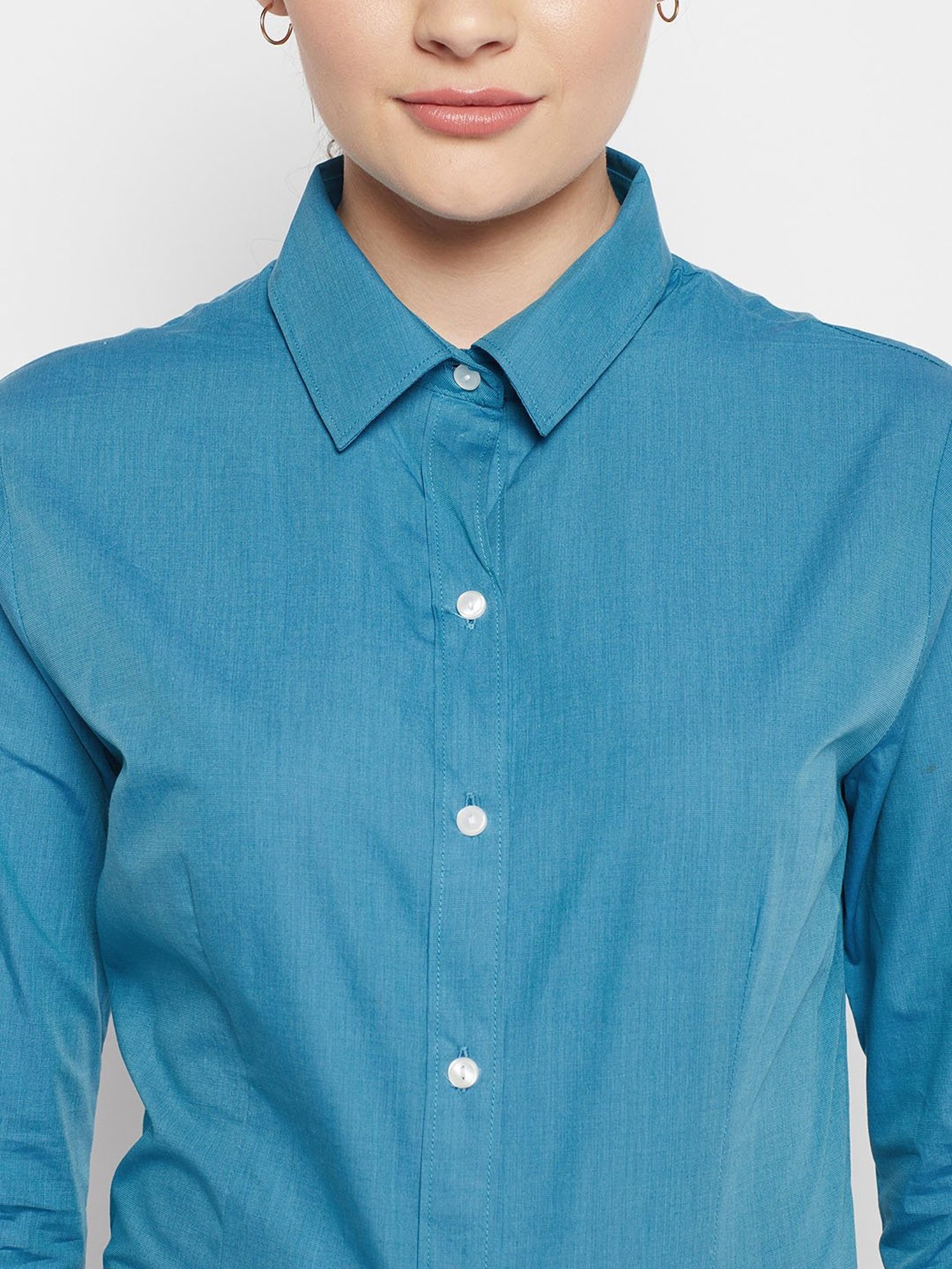 Crozo By Cantabil Dark Blue Cotton Shirt