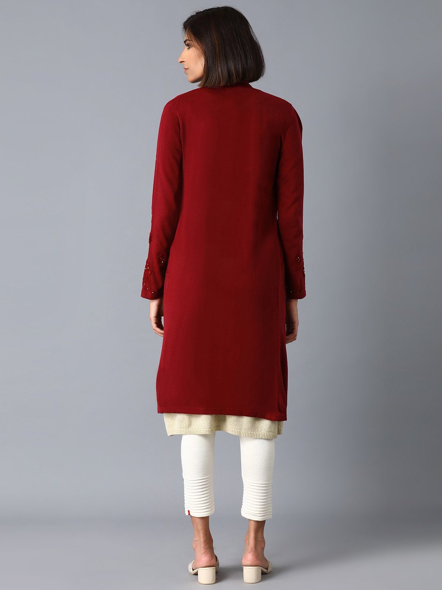 W Red Regular Fit Cardigan