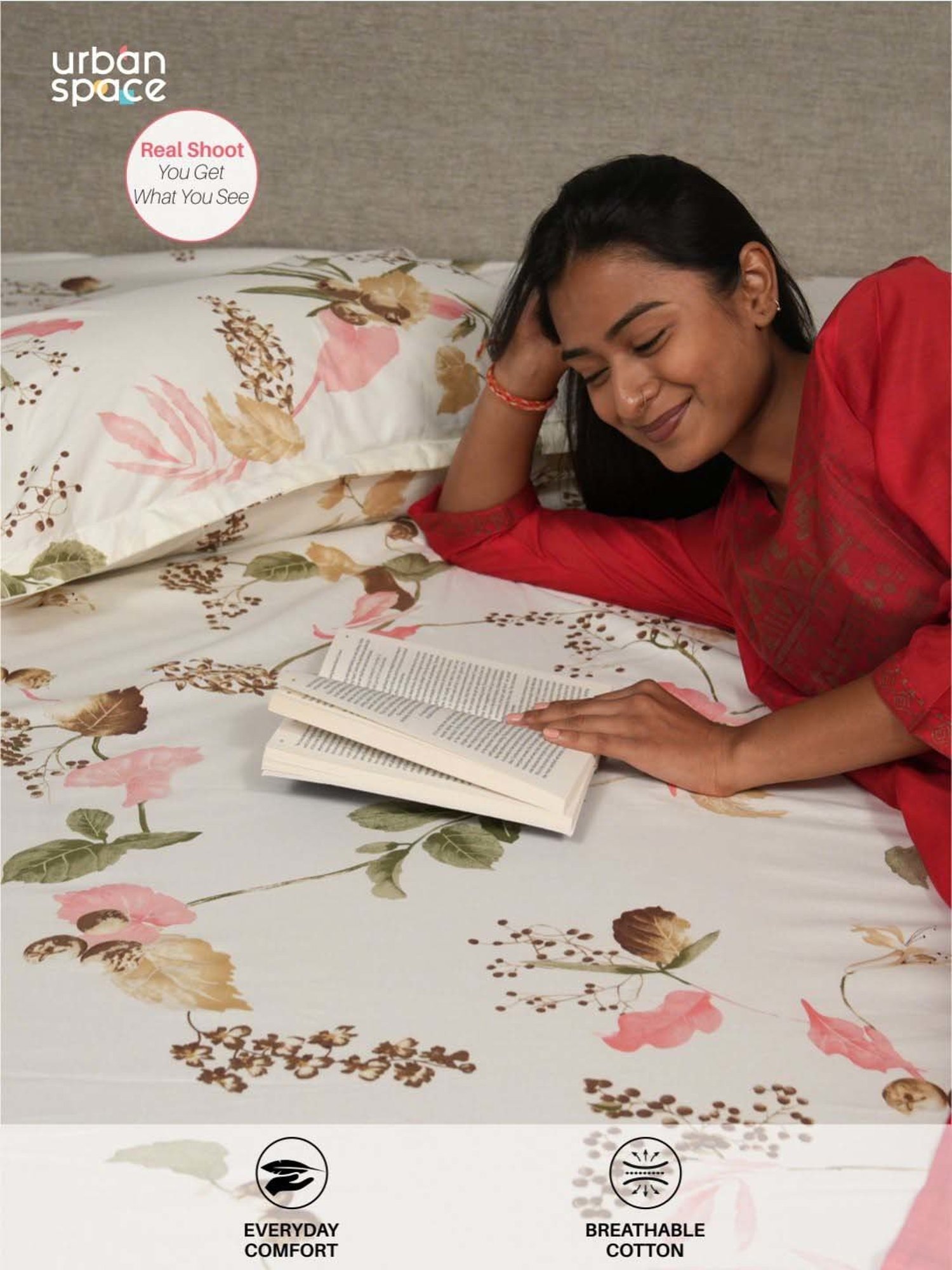 Maspar Purple 100% Cotton 200 TC Bed Sheet Set