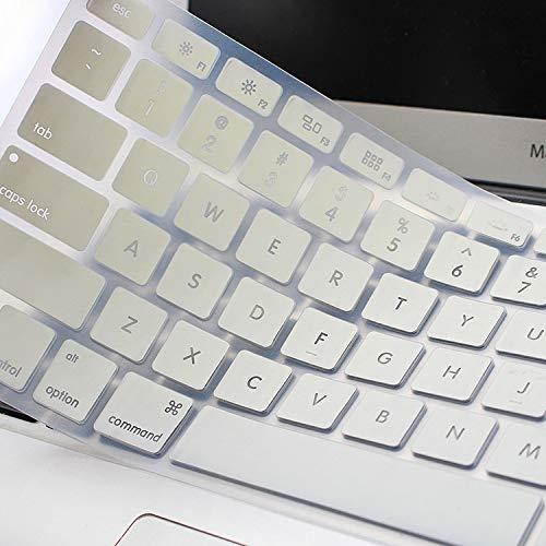 Premium MacBook Backlight Shine Through Cream White Silicone Keyboard Cover Protector for 2018/2017/2016 MacBook Pro 13 Inch A1708 No TouchBar&MacBook 12 Inch A1534 Hollow Out Keyboard Skin Film