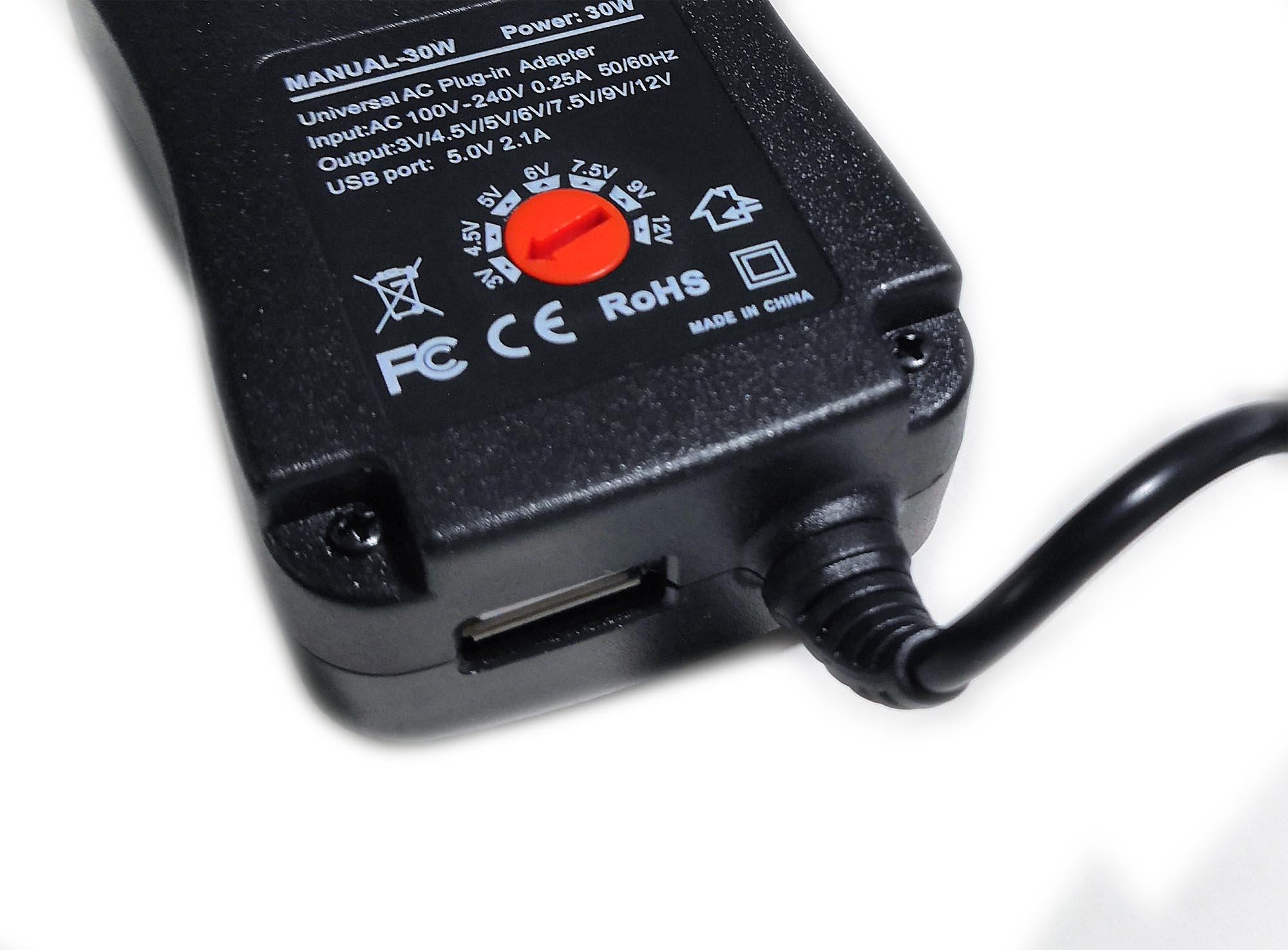 Easyday 30W Universal AC DC Adjustable 3V 4.5V 5V 6V 7.5V 9V 12V Power Supply Adapter Wall Charger with 12 Sizes DC Adapter Tips