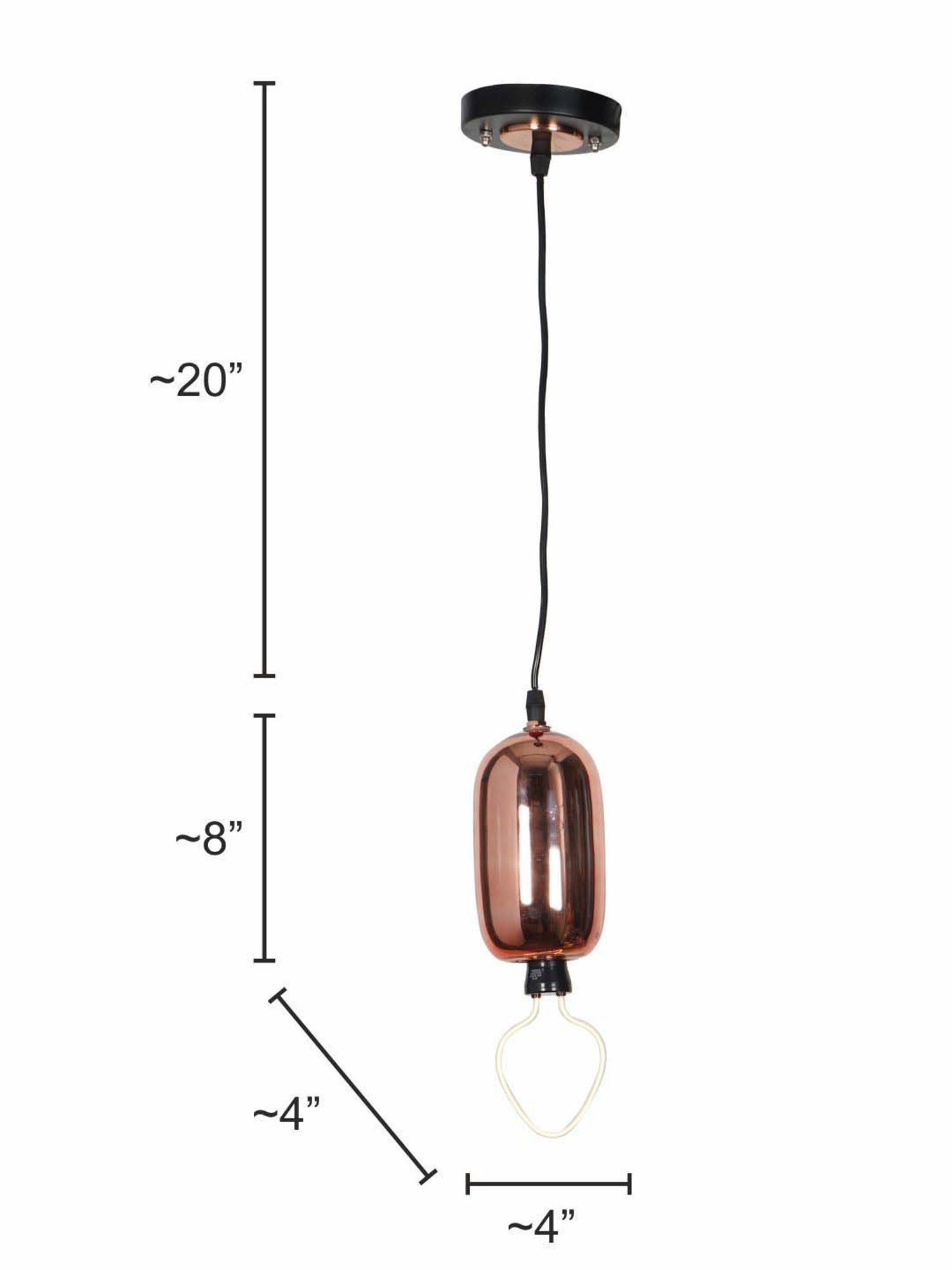 Fos Lighting Modern Copper Glass Capsule Pendant Light - Set of 1