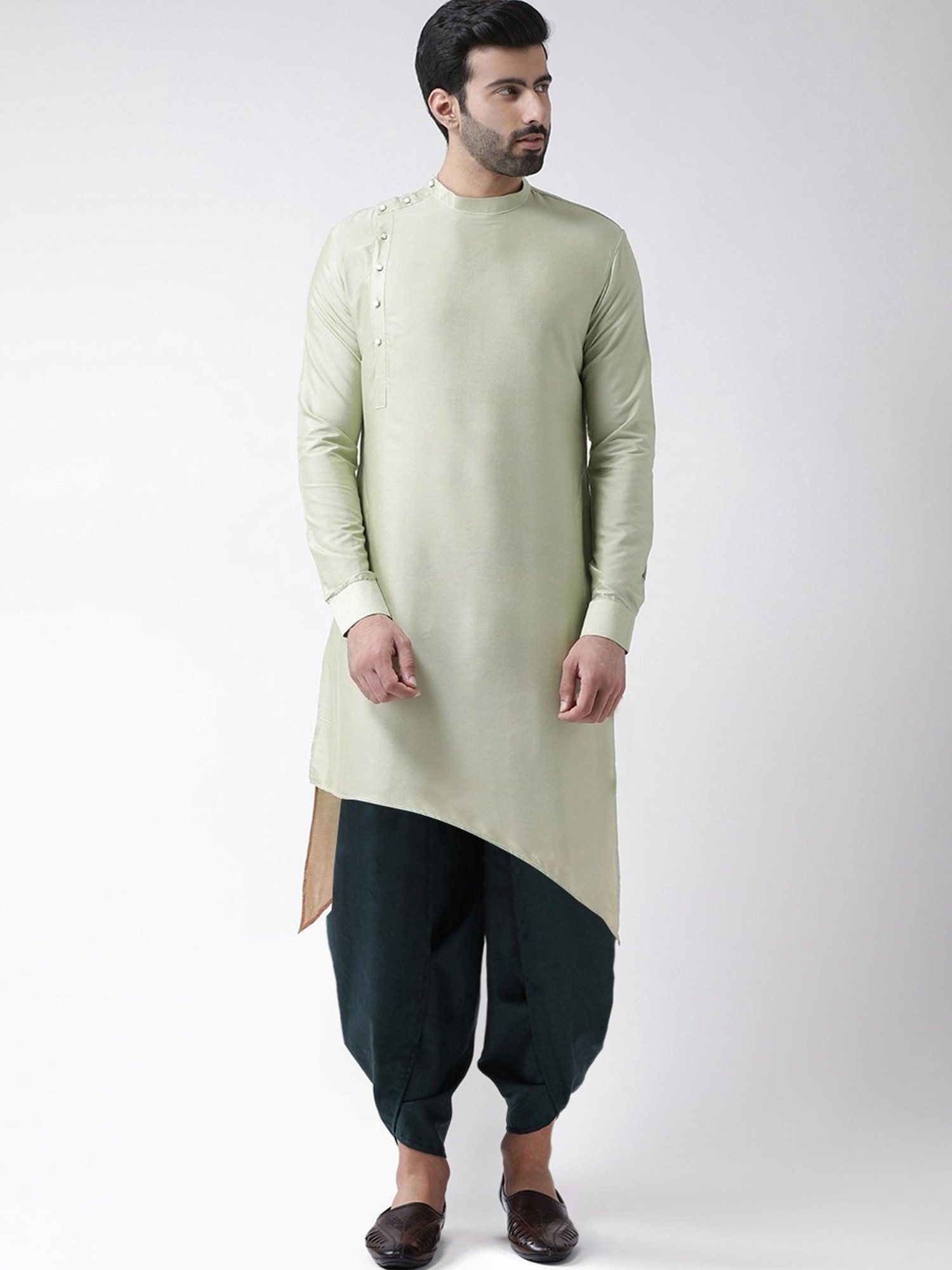 KISAH Green & Teal Regular Fit Kurta Bottom Set