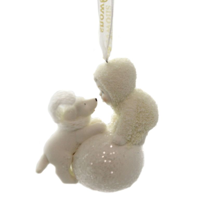 Dept 56 Snowbabies 3.0" Let's Make A Snowball Ornament Puppy  Scarf  -  Tree Ornaments