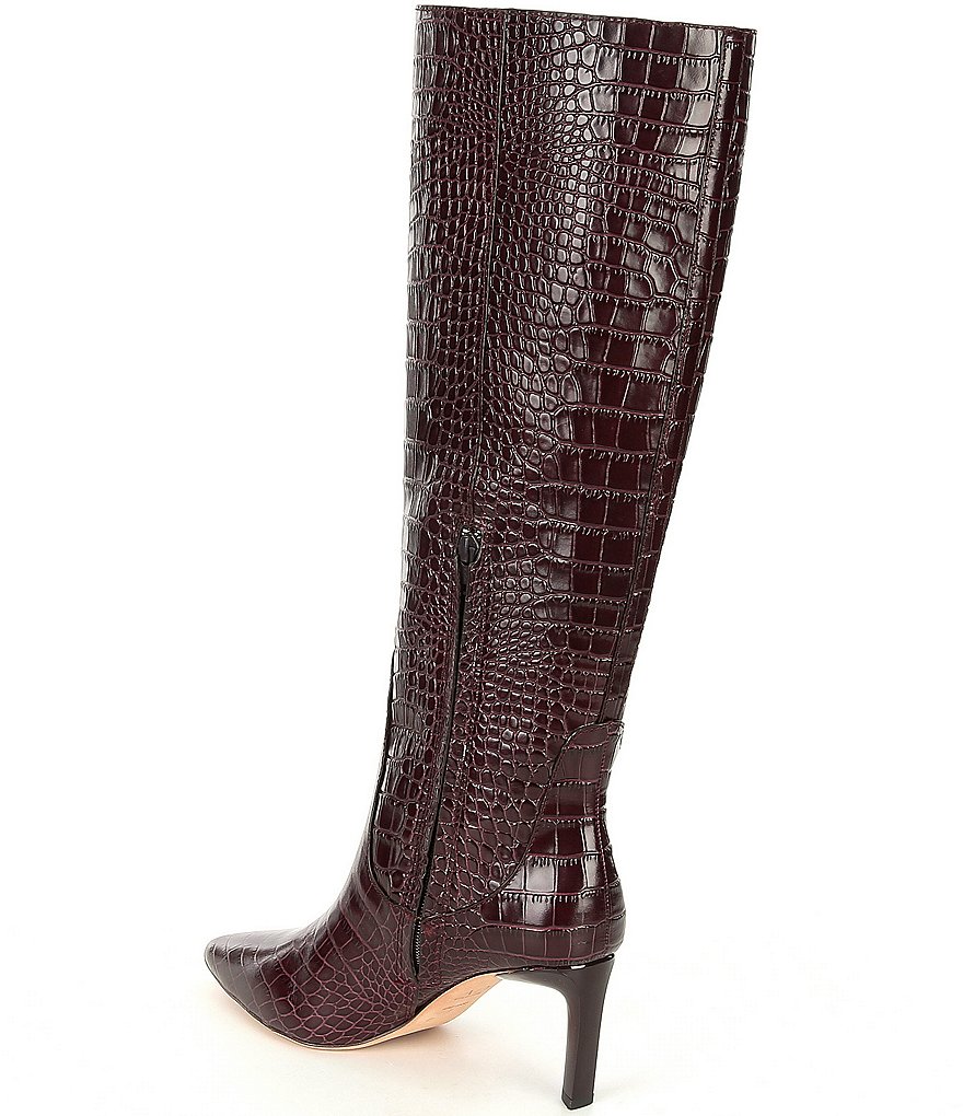 AD & Daughters Tasmine Croc Embossed Leather Tall Shaft Boots