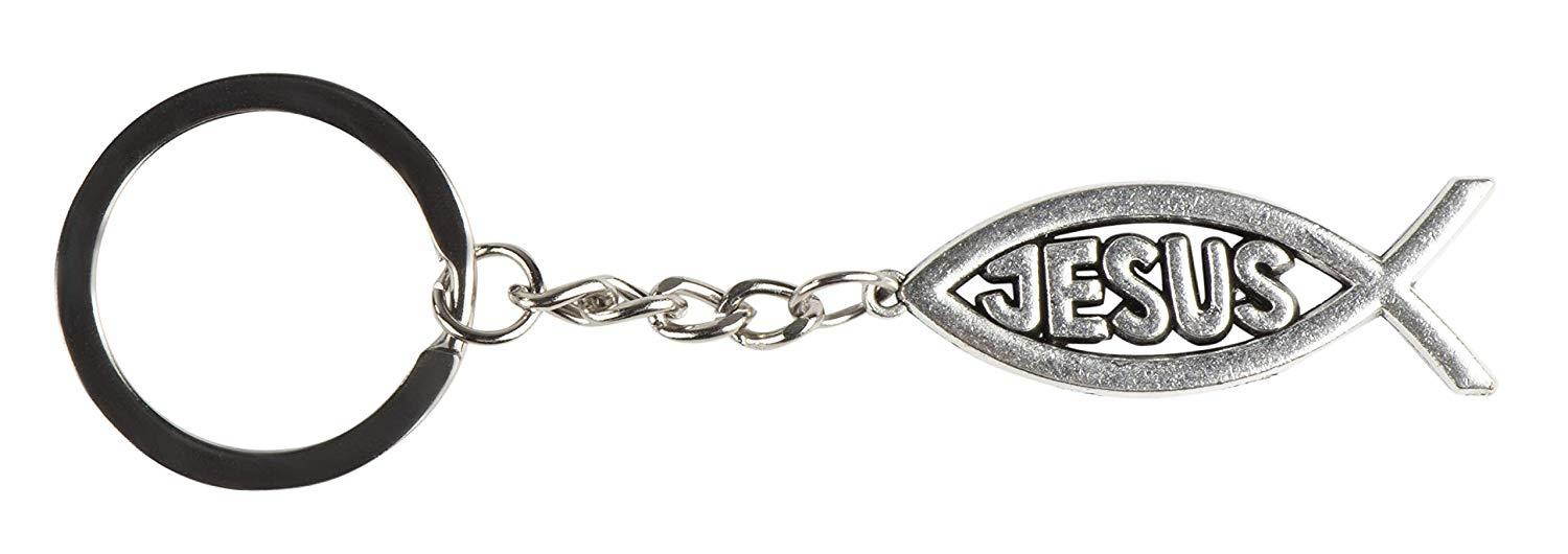 Jesus Fish Keychains - 24-Pack Metal Jesus Fish Key Chains, Jesus Key Rings, Religious Door Car Key Holders, Religious Favors for Christians, Silver and Gold