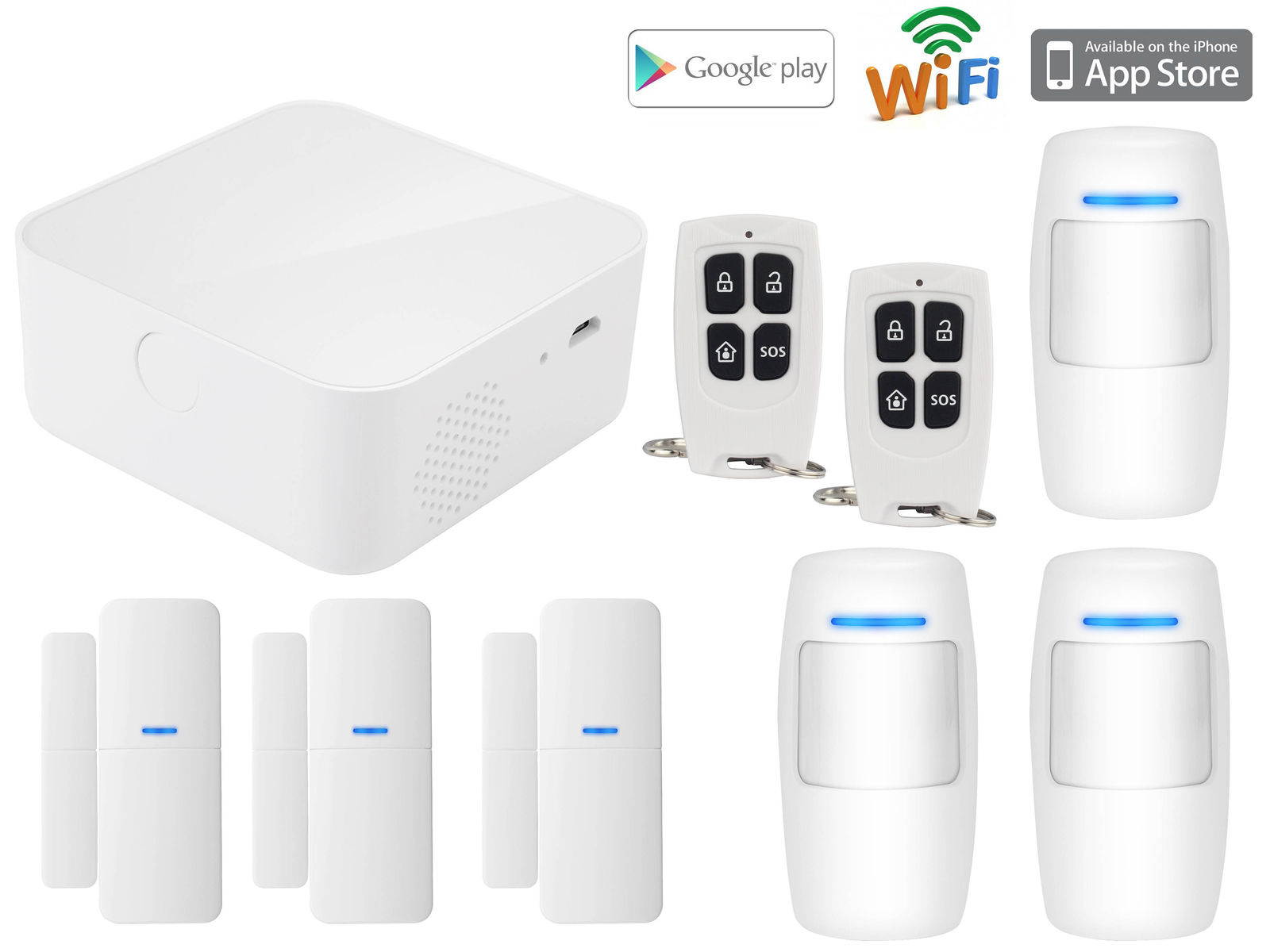 WERLEO Wireless Home Security Alarm System Door Alarm System Burglar Alarm for Home Office App Control by iOS Andrioid Smartphone with PIR Motion Sensor Door Contact Sensor