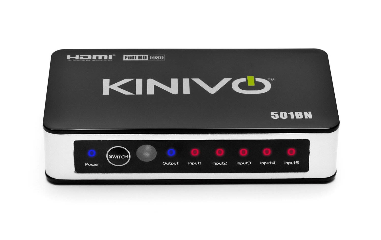 Kinivo 501BN Premium 5 port High speed HDMI switch with IR wireless remote and AC Power adapter - supports 3D, 1080p
