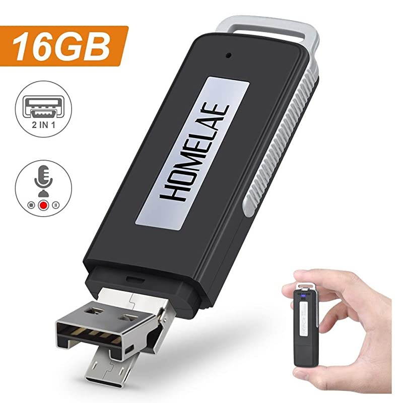 Mini Digital Voice Recorder. Sound Audio Digital Recorder Dictaphone with Dual for Lectures, Meetings, Class, and more. Rechargeable (Black)