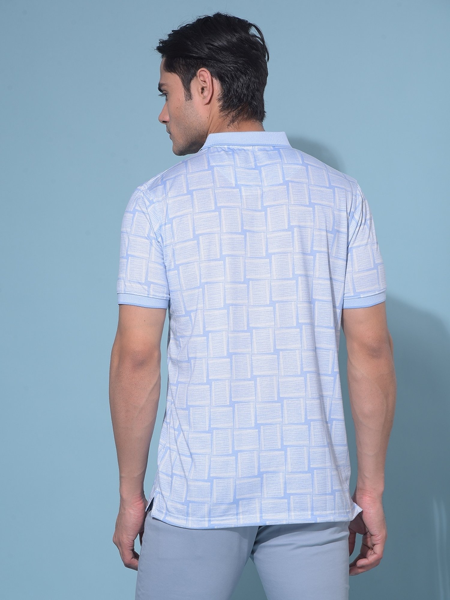 Crimsoune Club Blue Slim Fit Printed Polo T-Shirt