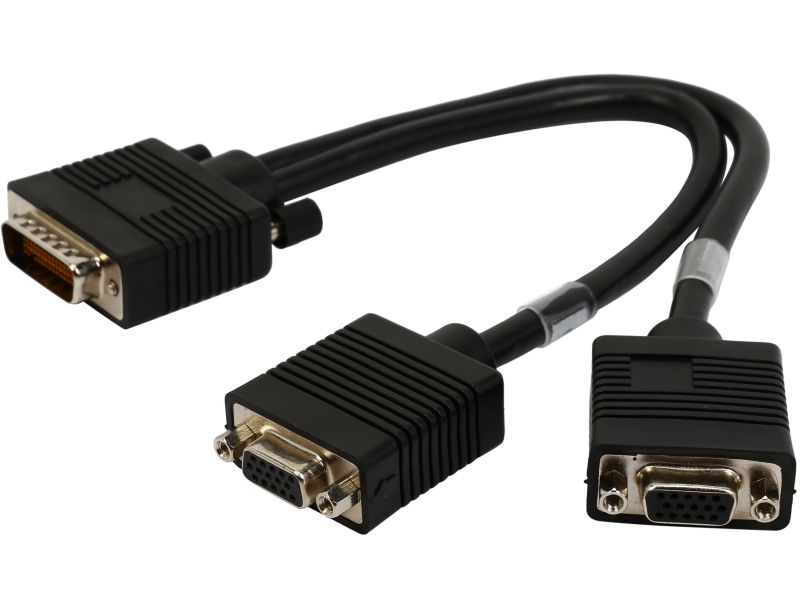 Coboc DMS59-Y-VGA-1-BK 1ft Black Color LFH/DMS-59 Male to Dual VGA(HD15) Female Splitter Y Cable