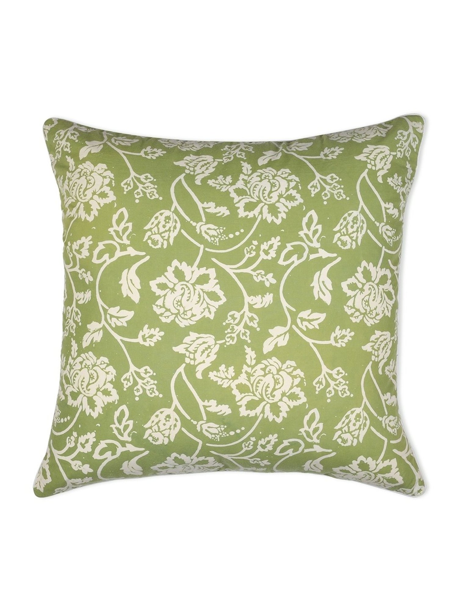 Spaces Printed Green Cotton Cushion Cover