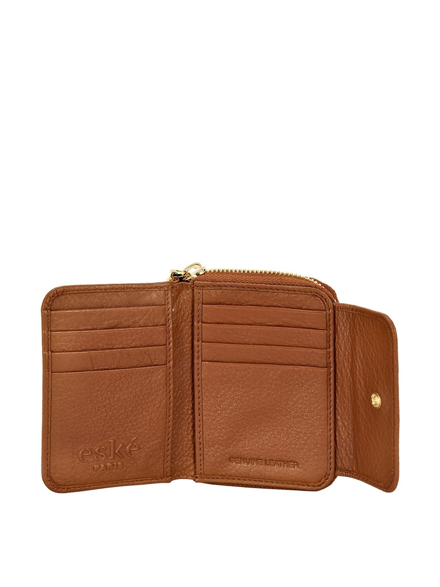 Eske Isa Brown Solid Zip Around Wallet for Women